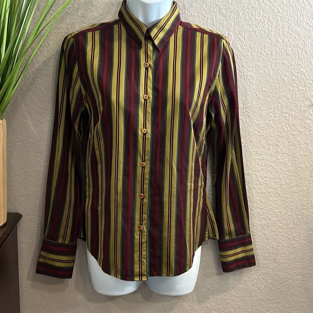 #460 R & G striped button-down dress shirt women’s size 6